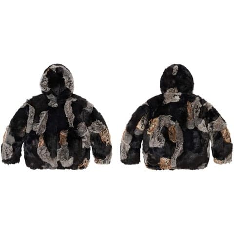 Patchwork WINDSTOPPER® Hooded Faux Fur Jacket