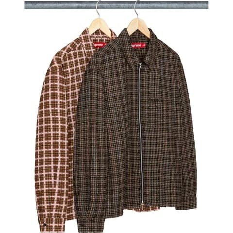 Metallic Plaid Zip Up Shirt