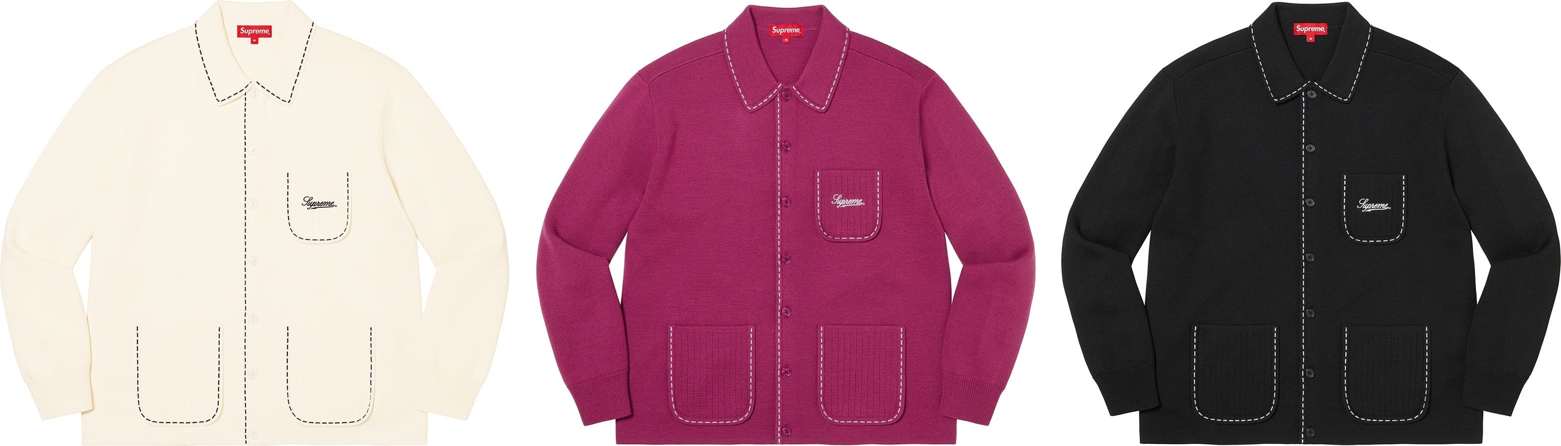 Contrast Stitch Button Up Sweater
