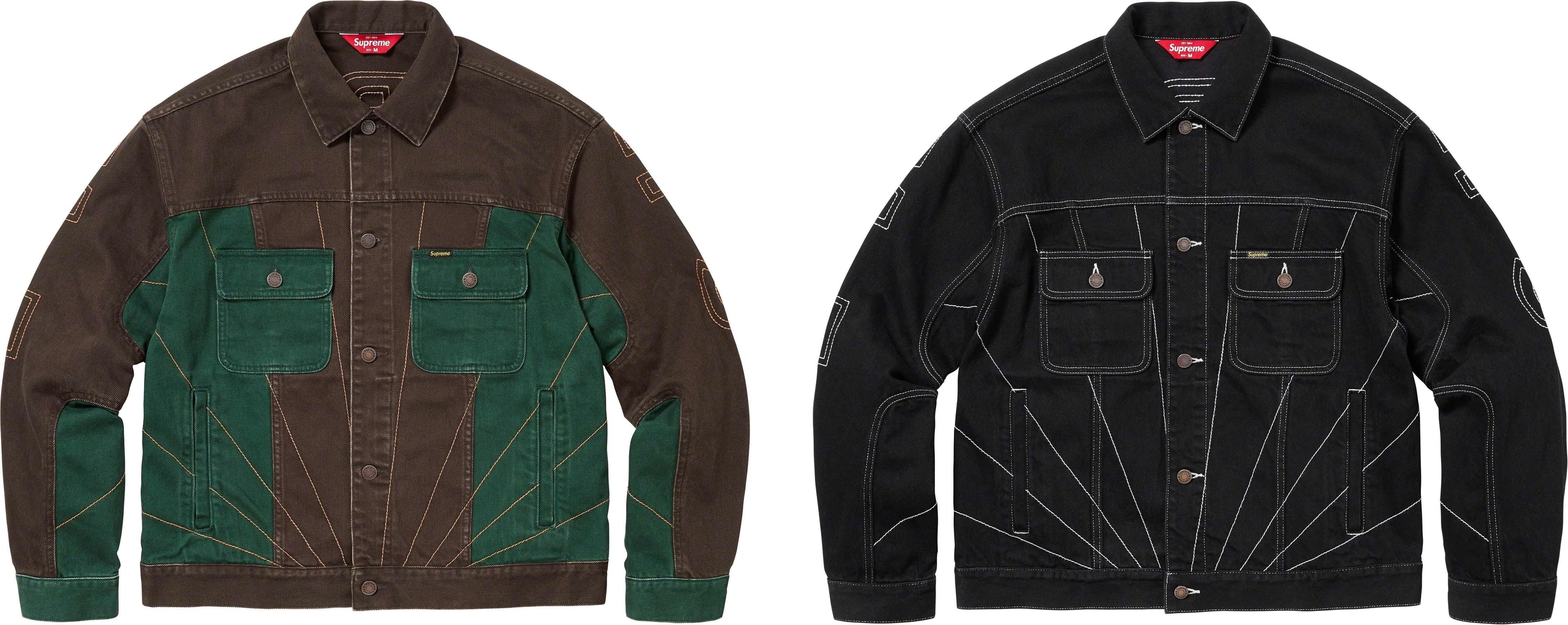 Radial Embroidered Denim Trucker Jacket