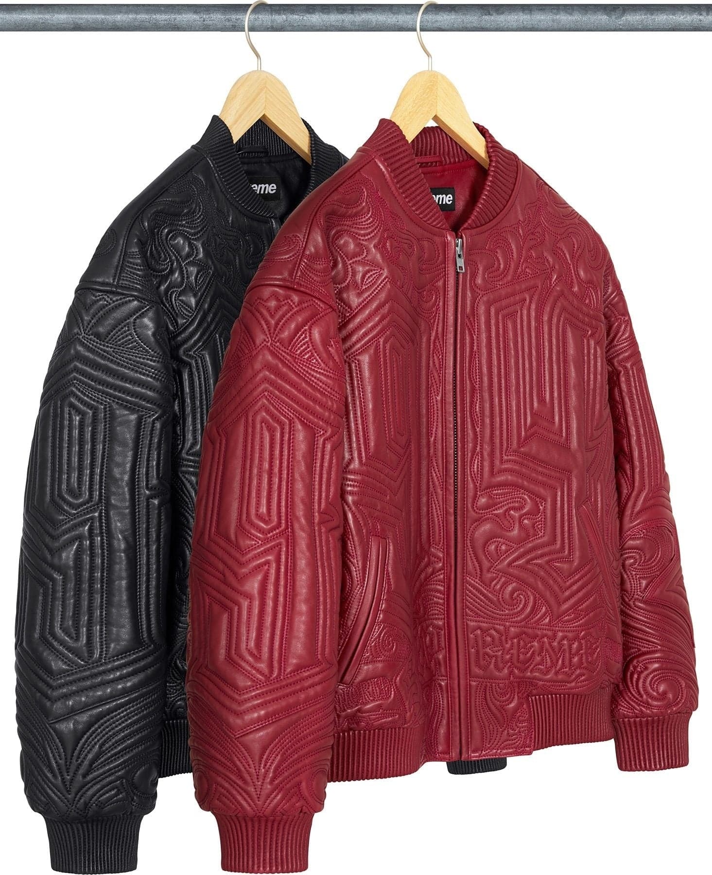Mister Cartoon Embroidered Leather Jacket