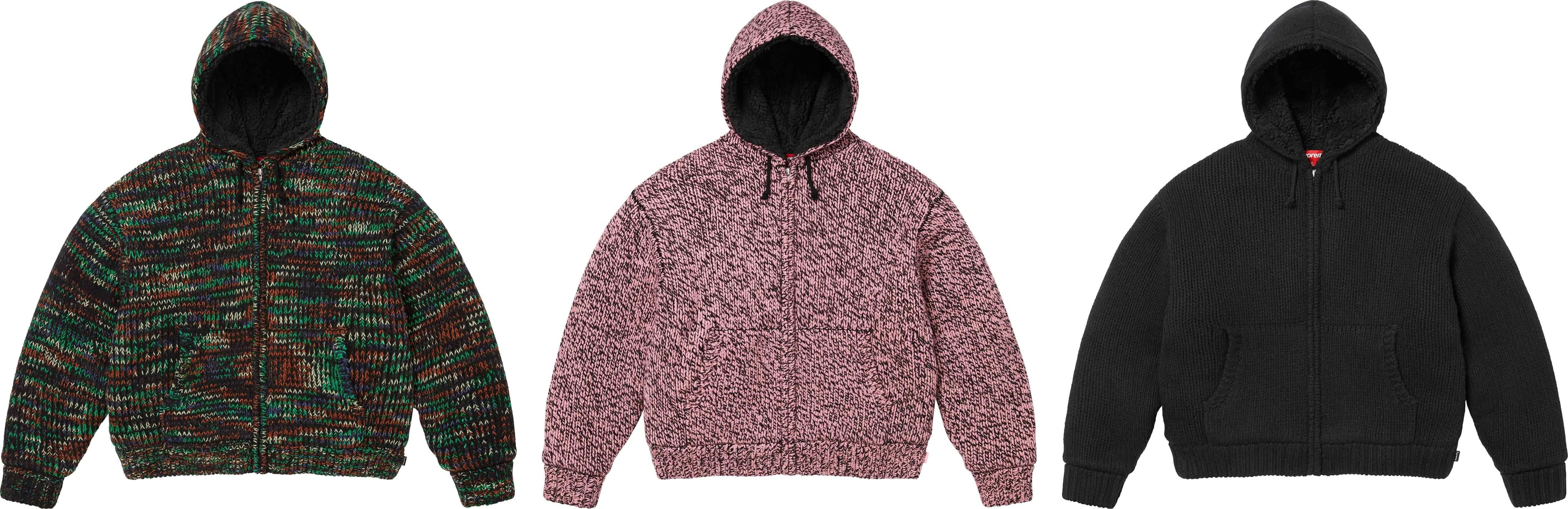 Faux Shearling Lined Zip Up Hooded Sweater