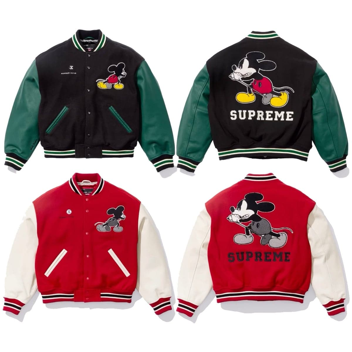 Supreme®/Number (N)ine®/Mickey Mouse Varsity Jacket