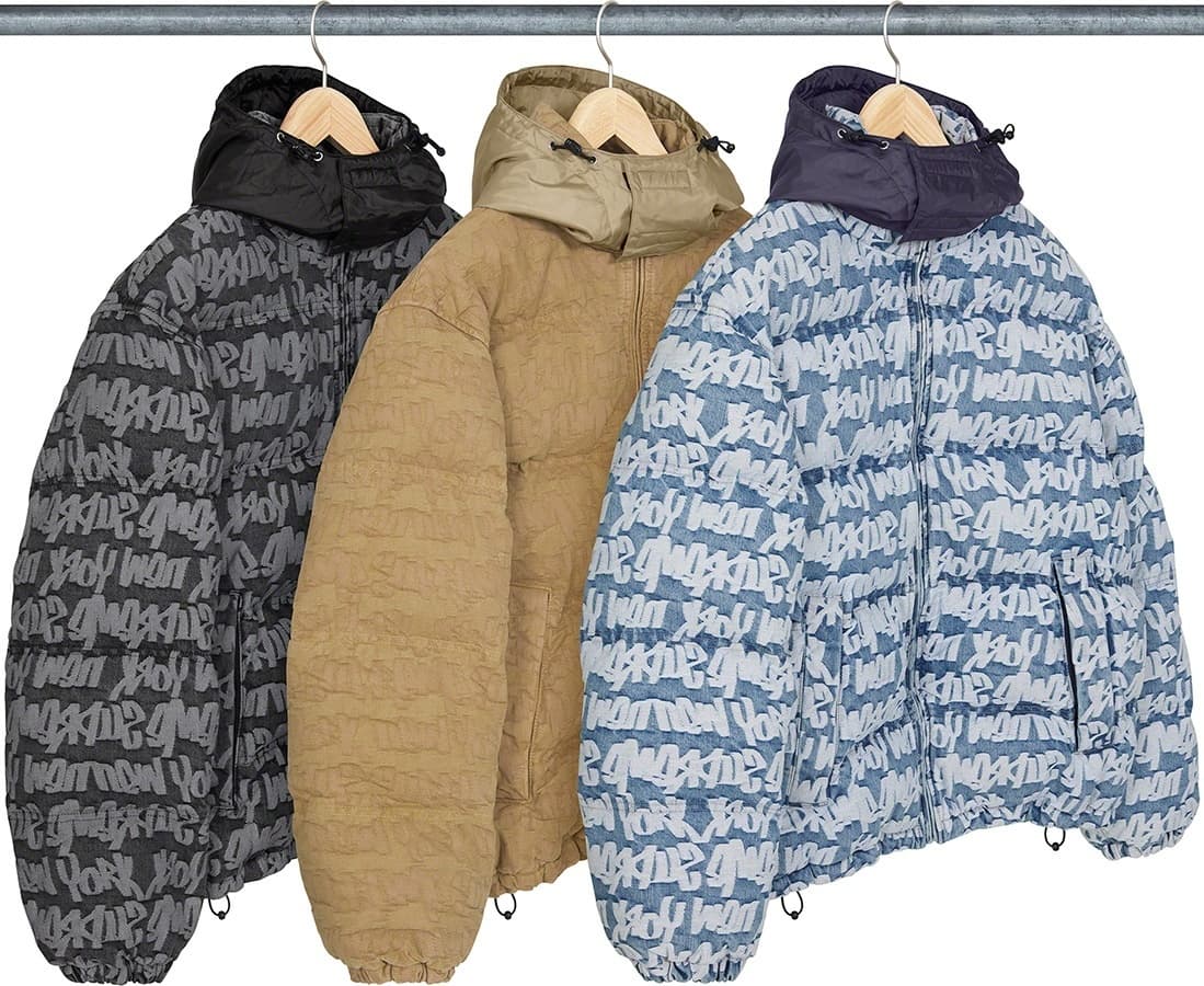 Fat Tip Jacquard Denim Puffer Jacket