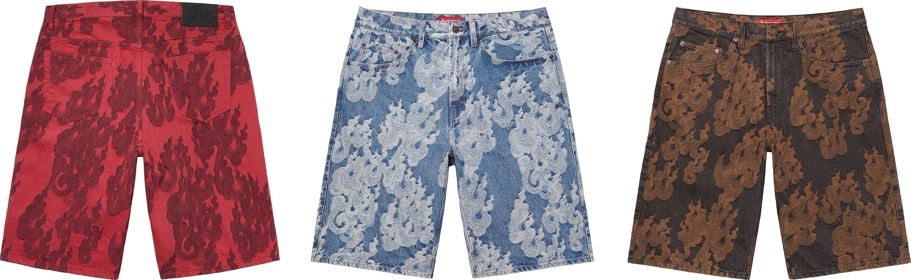 Flames Jacquard Baggy Denim Short