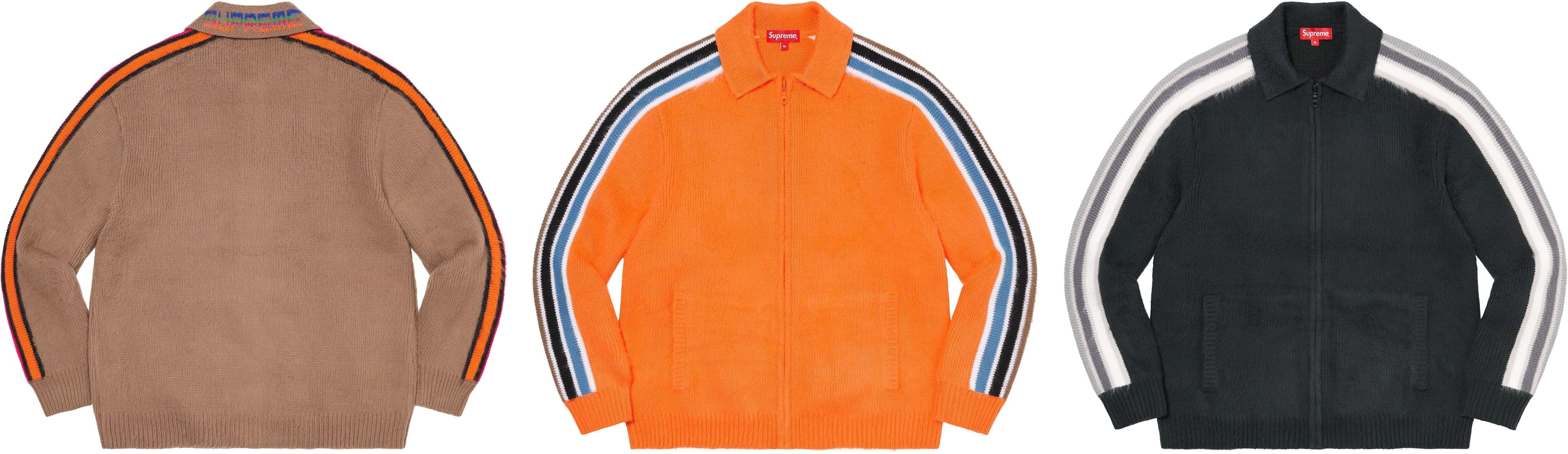 Sleeve Stripe Zip Up Sweater