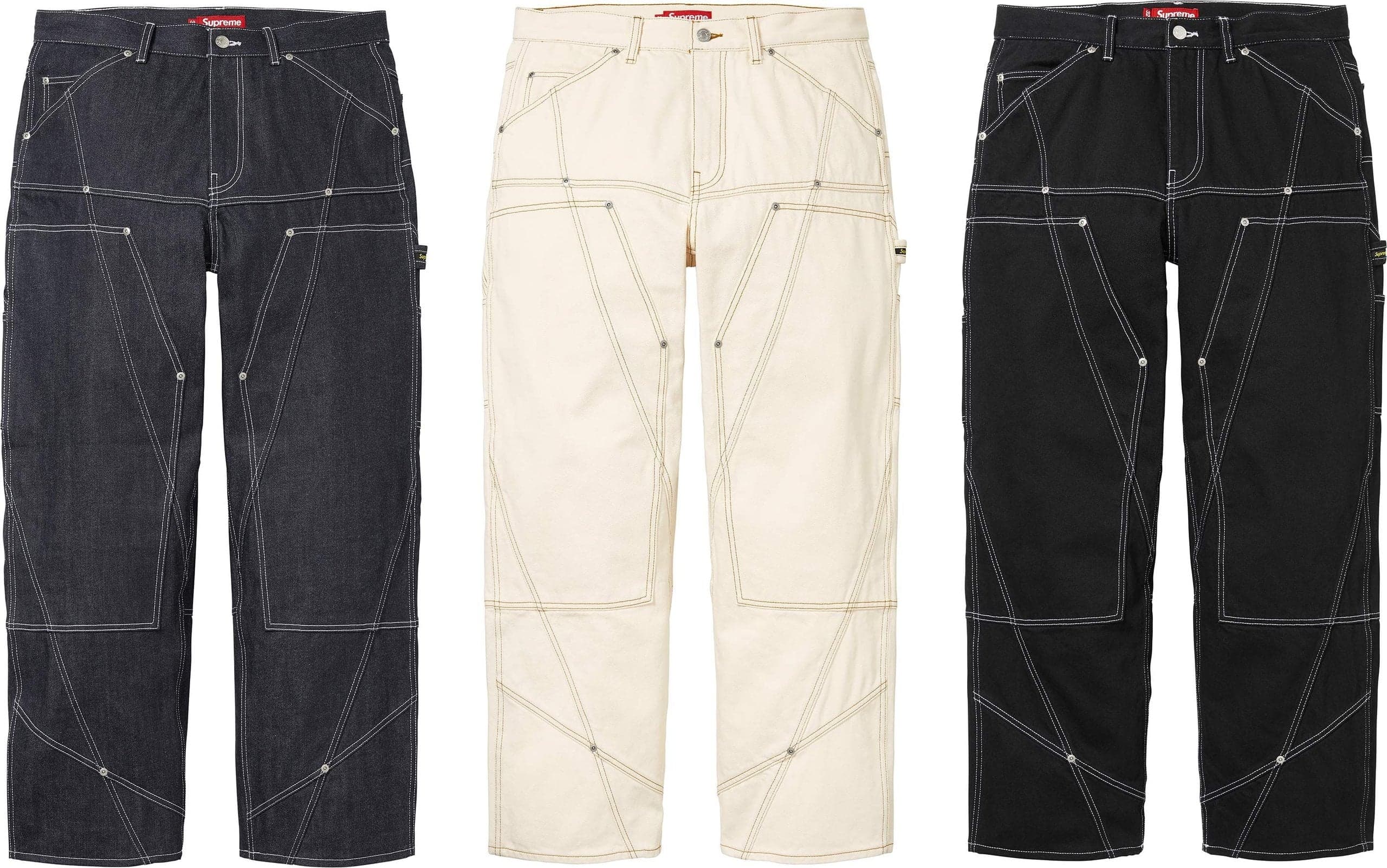 Contrast Stitch Double Knee Painter Jean