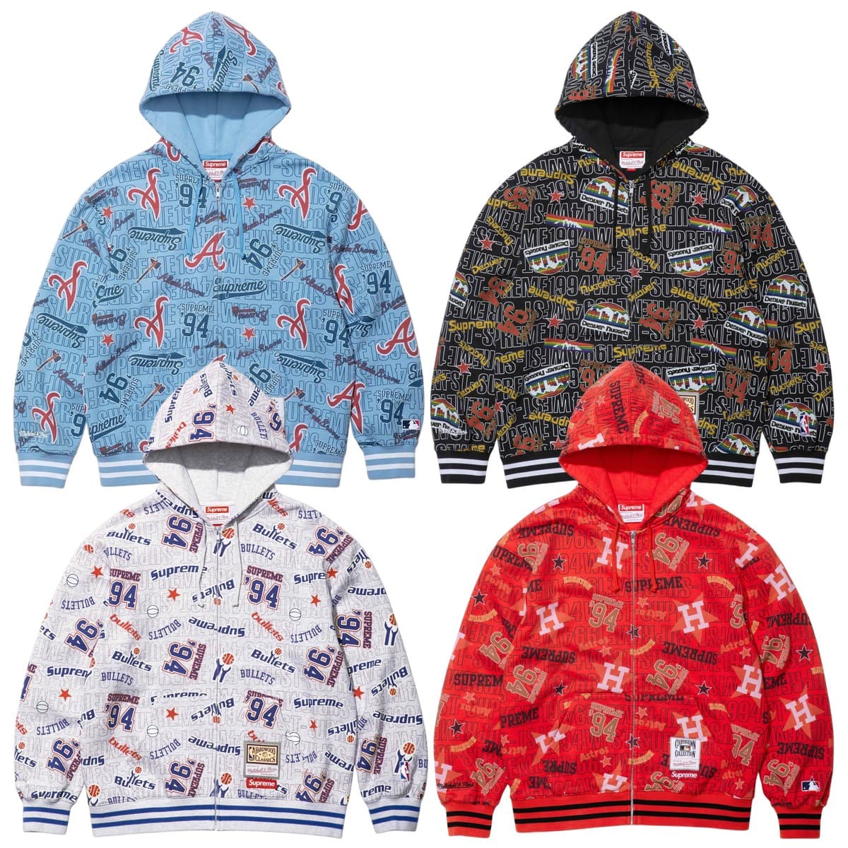 Supreme®/Mitchell & Ness® Teams Zip Up Hooded Sweatshirt